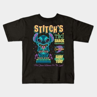 Stitch Tiki Shack - Creepy Cute - Vintage Retro Surf Vacation Kids T-Shirt